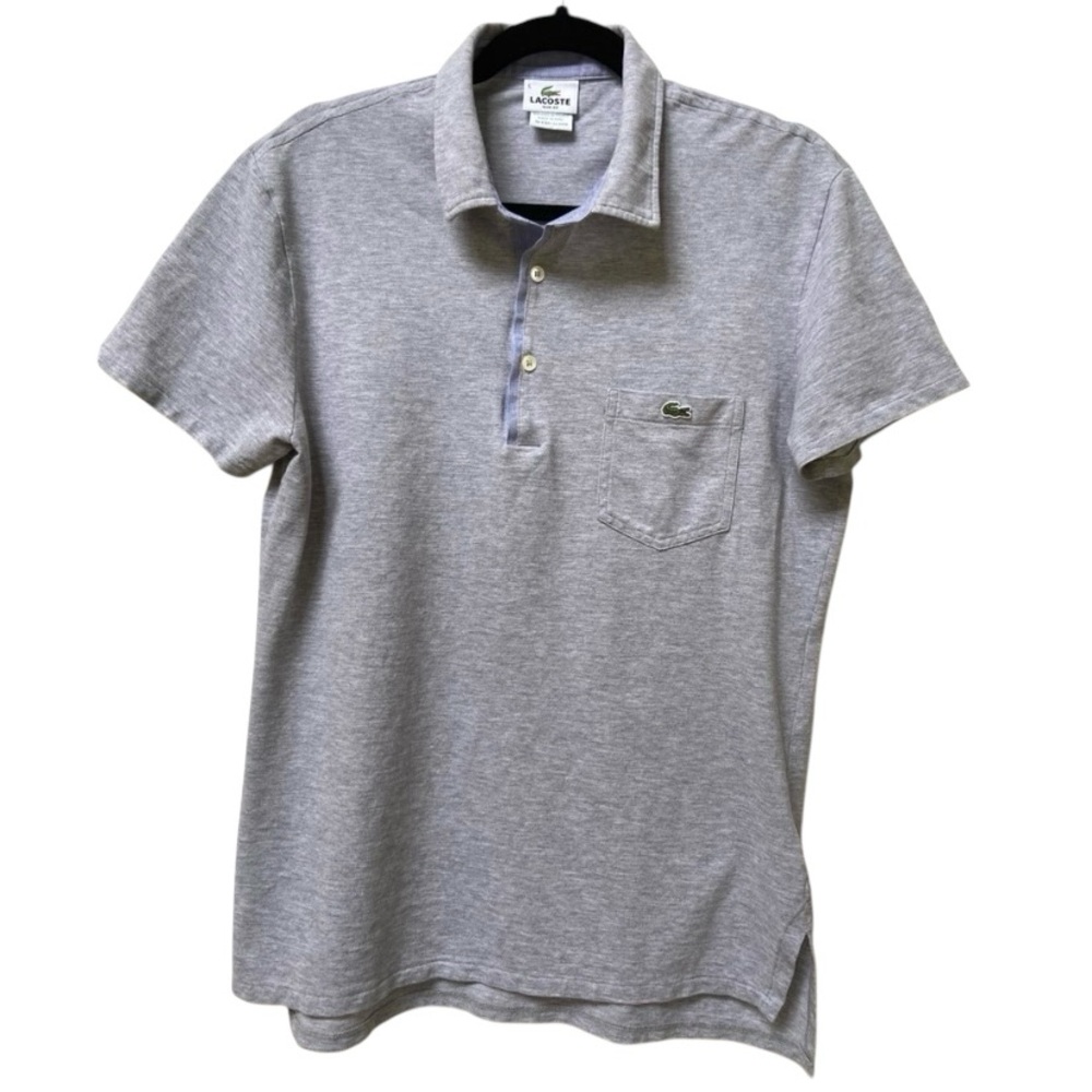 Vintage Lacoste Men’s Slim Fit Gray Lightweight Polo Shirt Size 5 (Large) Preppy